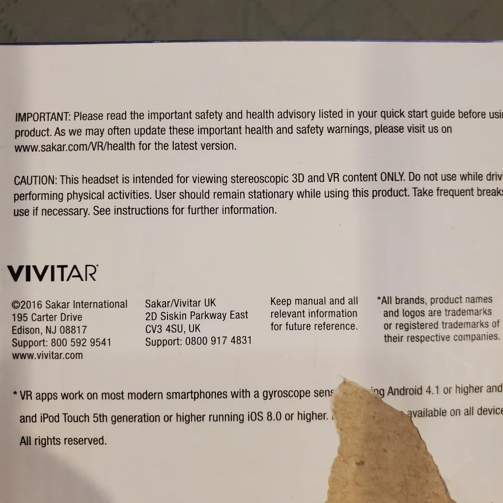 Vivitar Dream On Virtual Reality Headset - Black NWT